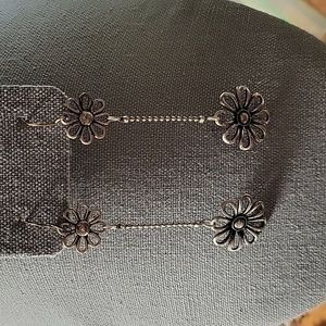 SIilver-tone Dangle Flower Earrings